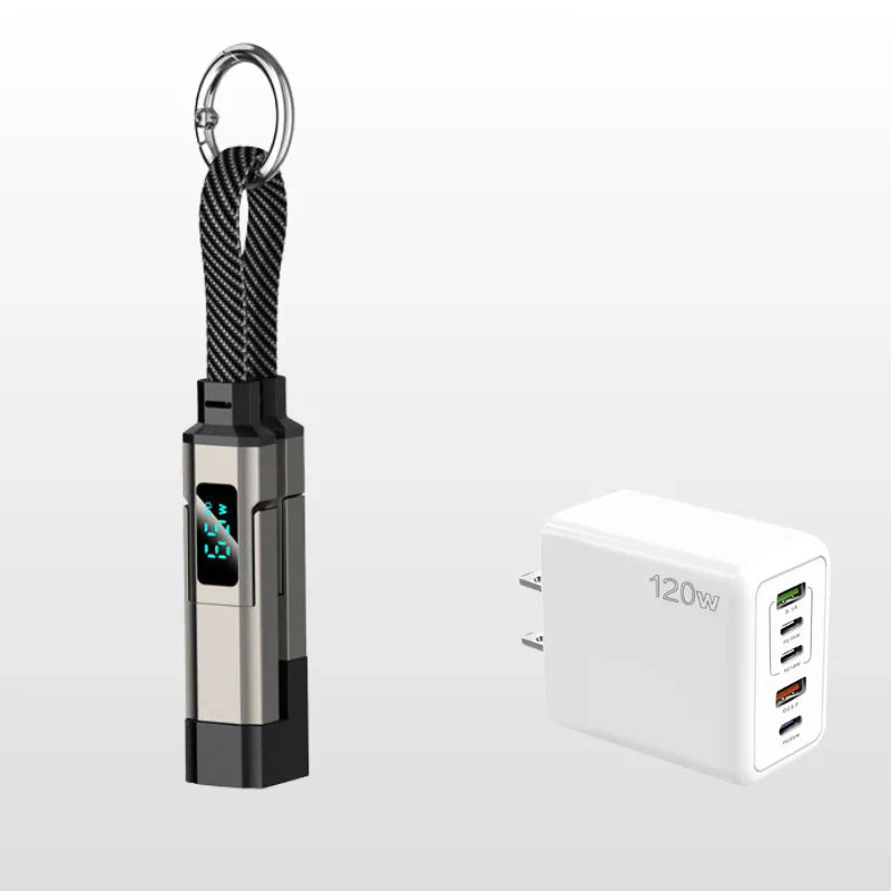 4-in-1 Digital Display Keychain Charging Cable