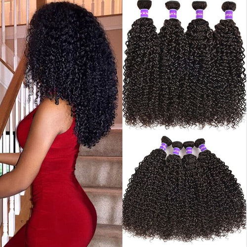 Kinky Curly 4 Bundles Virgin Human Hair Extensions 8-40 inches