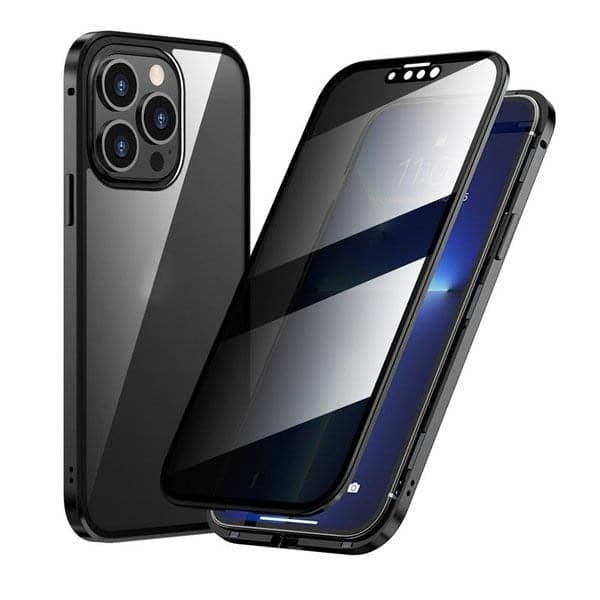 ⏳Magnetic iPhone case with privacy glass and metal
