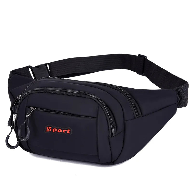 Unisex Breathable Water-Resistant Crossbody Shoulder Waist Bag Zipper Closure Sport Letters Design for Outdoor Sports Daily Use