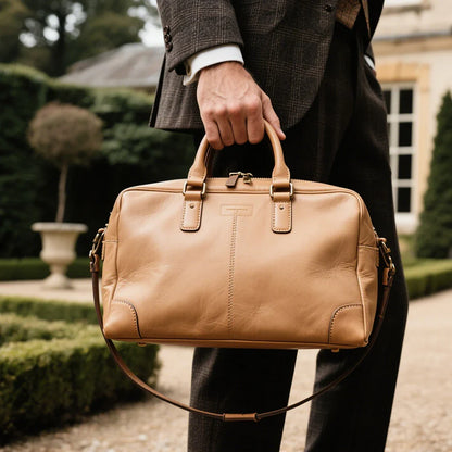 Stylish Olive Green Genuine Leather Men's Handbag Spacious Office Bag Leather Work Satchel Bag for Business