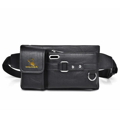 Men's Shoulder/Crossbody Bag Summer Tactical Chest Bag Mobile Phone Waist Hip Bag PU Fanny Pack Zipper Buckle Closure Wear