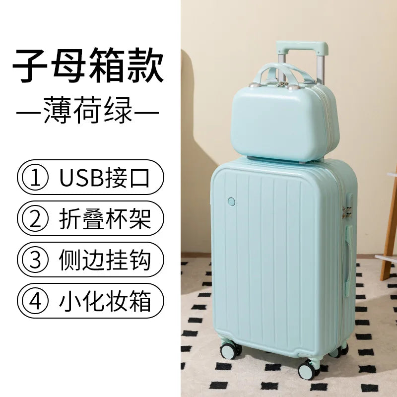 Luggage 20 Inch Unisex Candy Color Waterproof Universal Wheel Lightweight Trolley Suitcase with Polyester Lining Wholesale