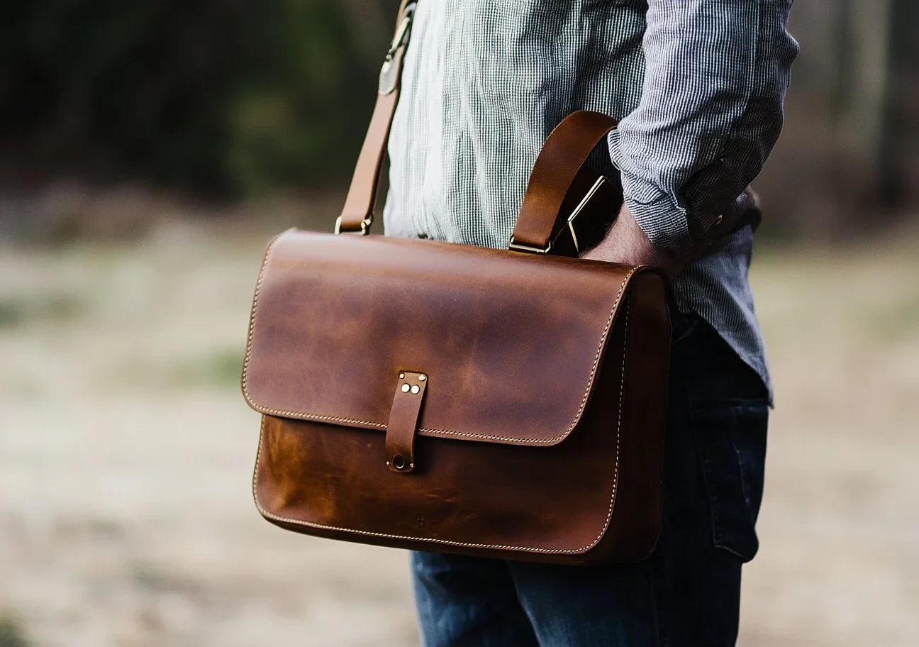 Men's Brown Real Leather Bag Genuine Leather Messenger Bag for Men