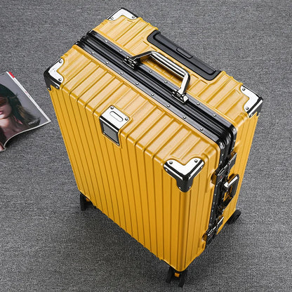 Unisex Student Spinner Suitcase Large Capacity Aluminum Frame Password Box Business Travel Luggage with Universal Wheels