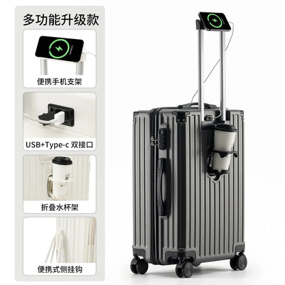 Unisex ABS Spinner Luggage Case 24 Inch Strong Durable 28 Trolley Suitcase 20 Boarding Code with USB Interface Waterproof