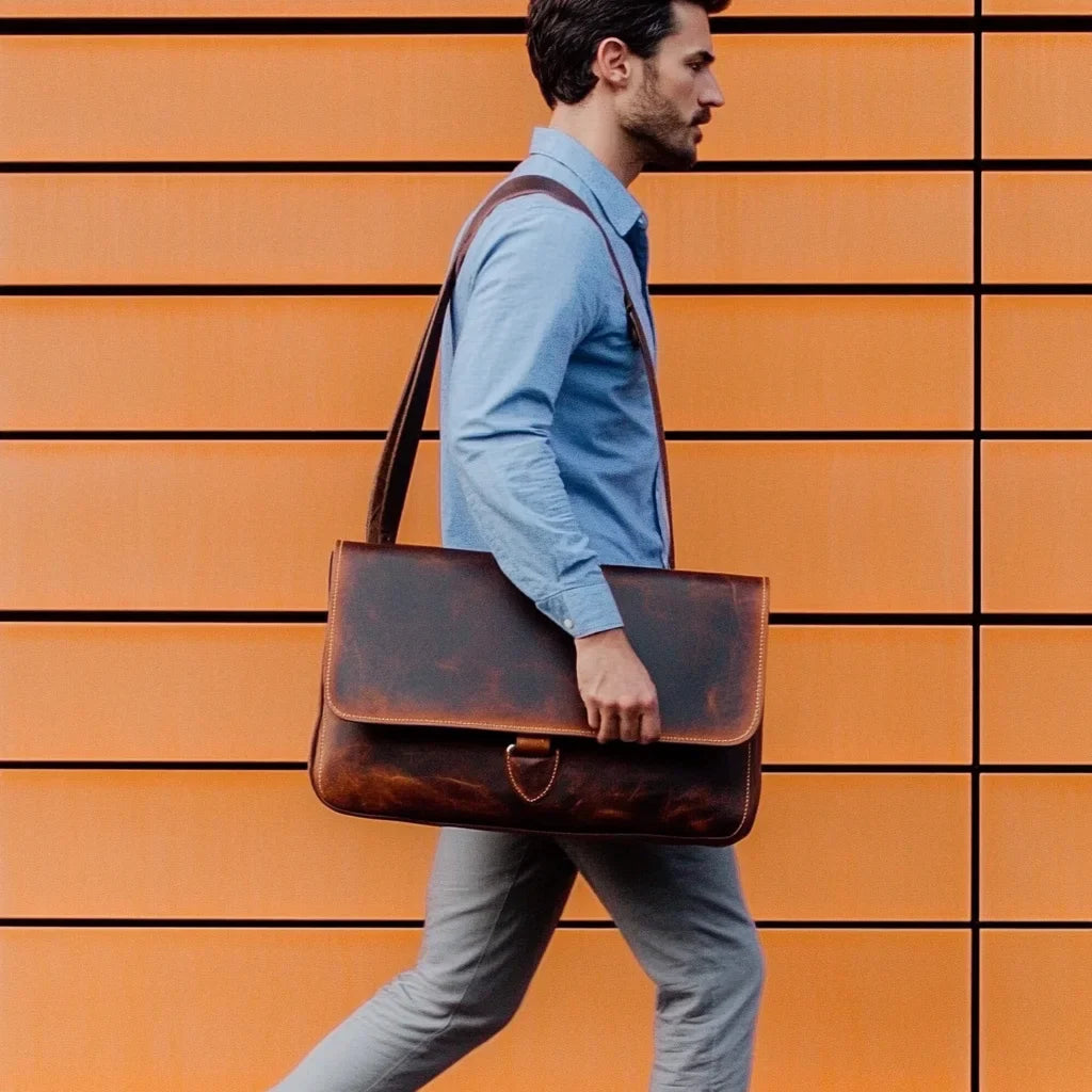 Male Genuine Leather Men's Shoulder Bag Crossbody Bag Leather Bag