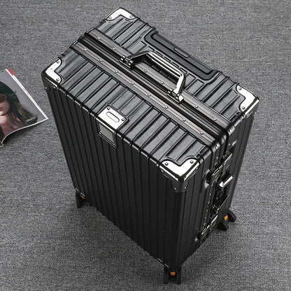Unisex Student Spinner Suitcase Large Capacity Aluminum Frame Password Box Business Travel Luggage with Universal Wheels