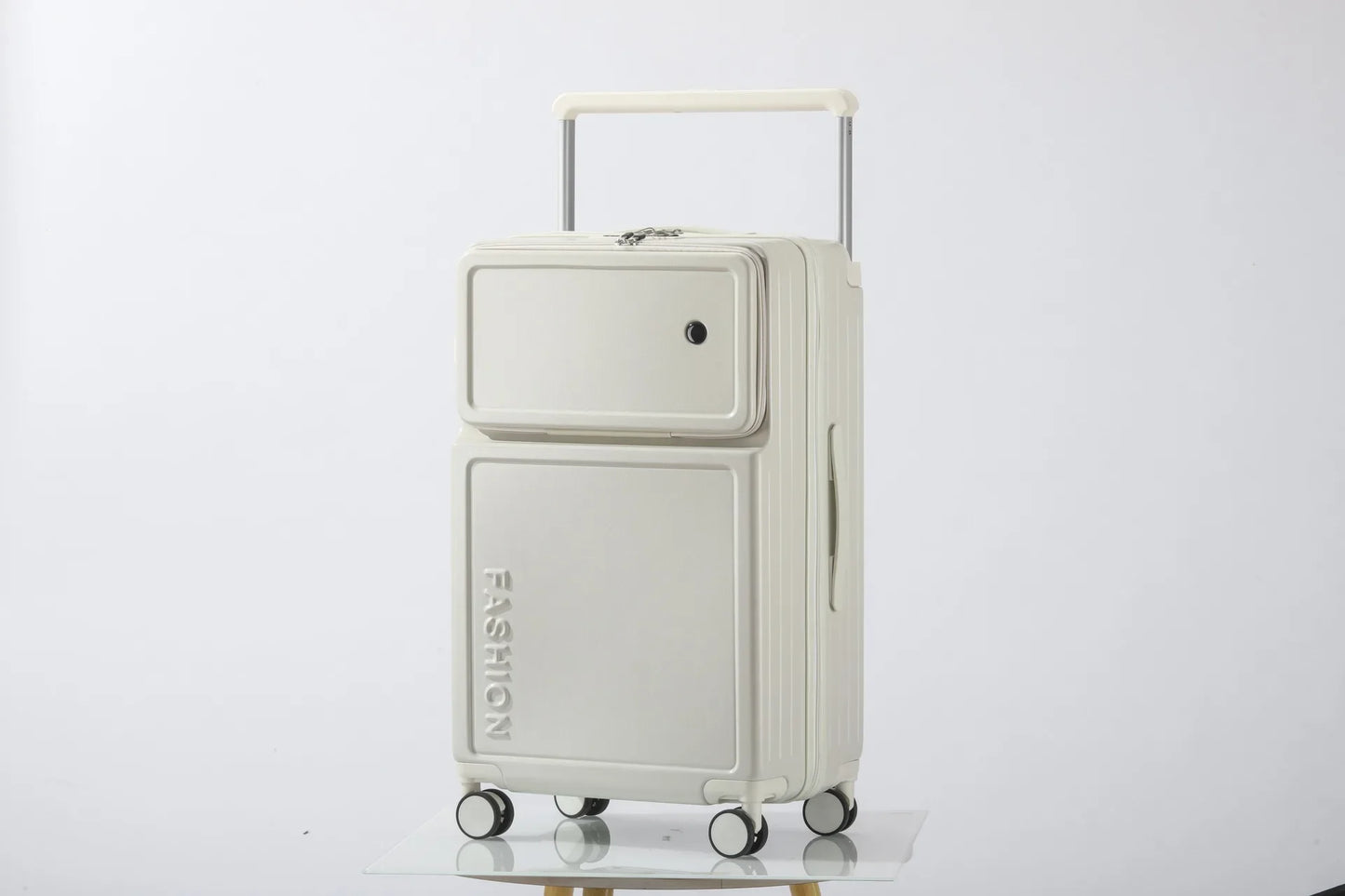 2025 New Large-Capacity Front-Opening Aluminum-Frame Spinner Suitcase ABS+PC Zipper Carry-On Luggage with Lock 20-28 Inch