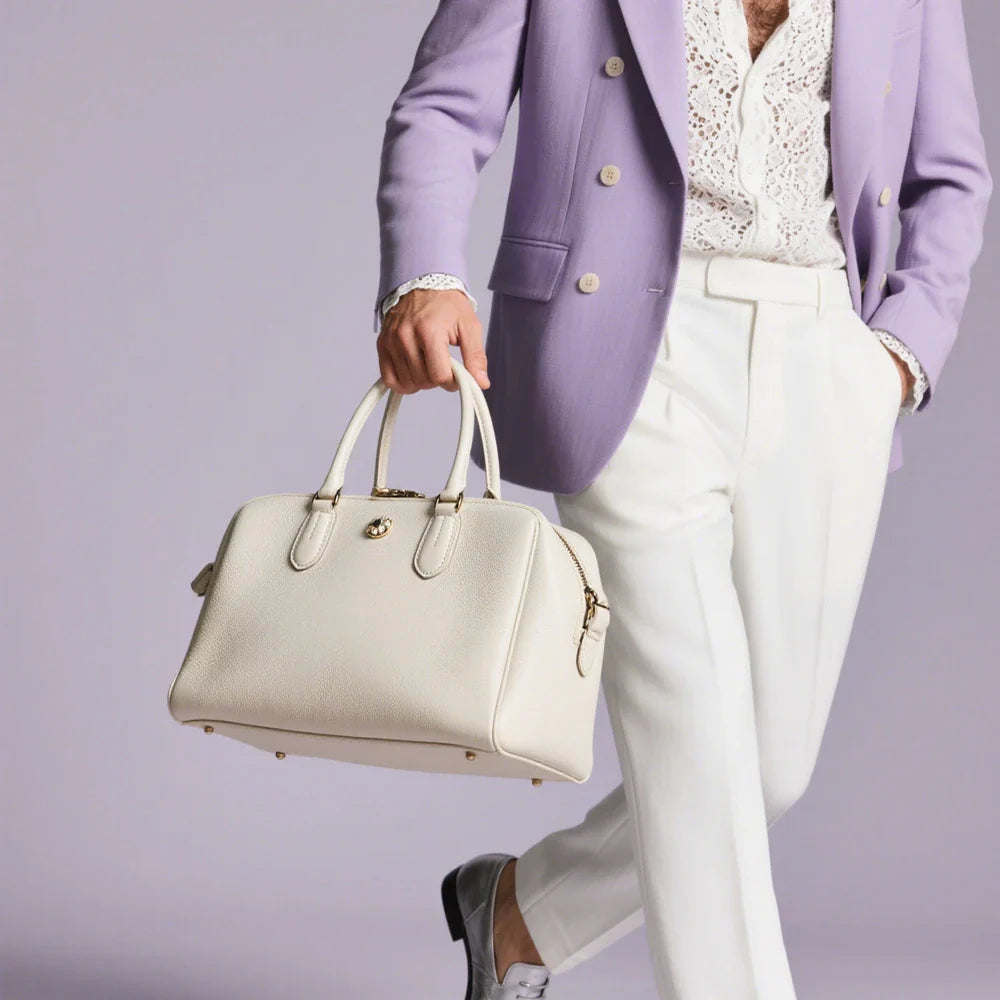 Trendy Blue Smooth Real Leather Bag Men's High Quality Leather Bag Work Handbag on Sale