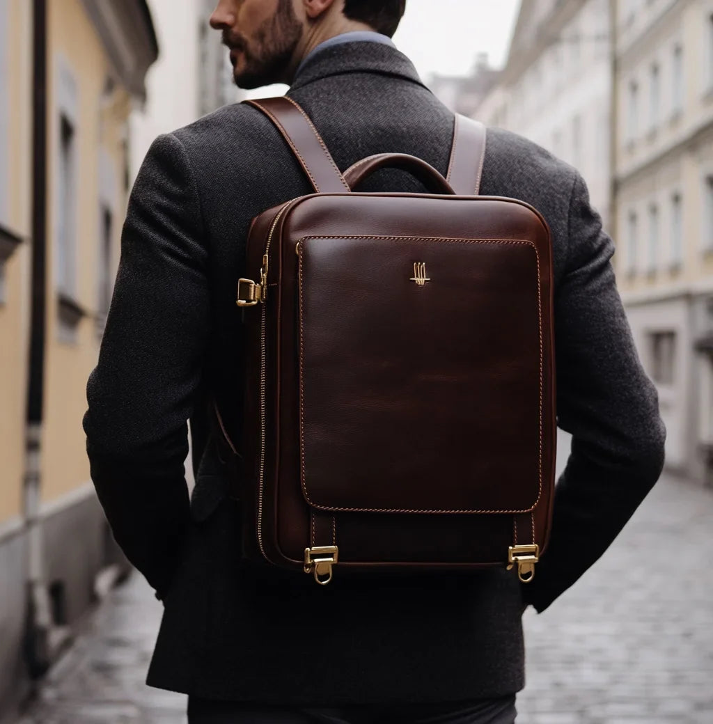 New Vintage Genuine Leather Backpack Business Mens Business Full Grain Leather Backpack