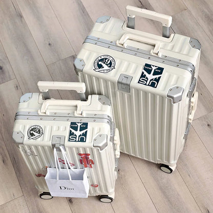 Unisex ABS Spinner Luggage Case 24 Inch Strong Durable 28 Trolley Suitcase 20 Boarding Code with USB Interface Waterproof