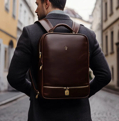 New Vintage Genuine Leather Backpack Business Mens Business Full Grain Leather Backpack