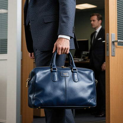 Premium Quality Neutral Taupe Leather Bag Adjustable Strap Men's Work Bag Real Leather Handbag for Office