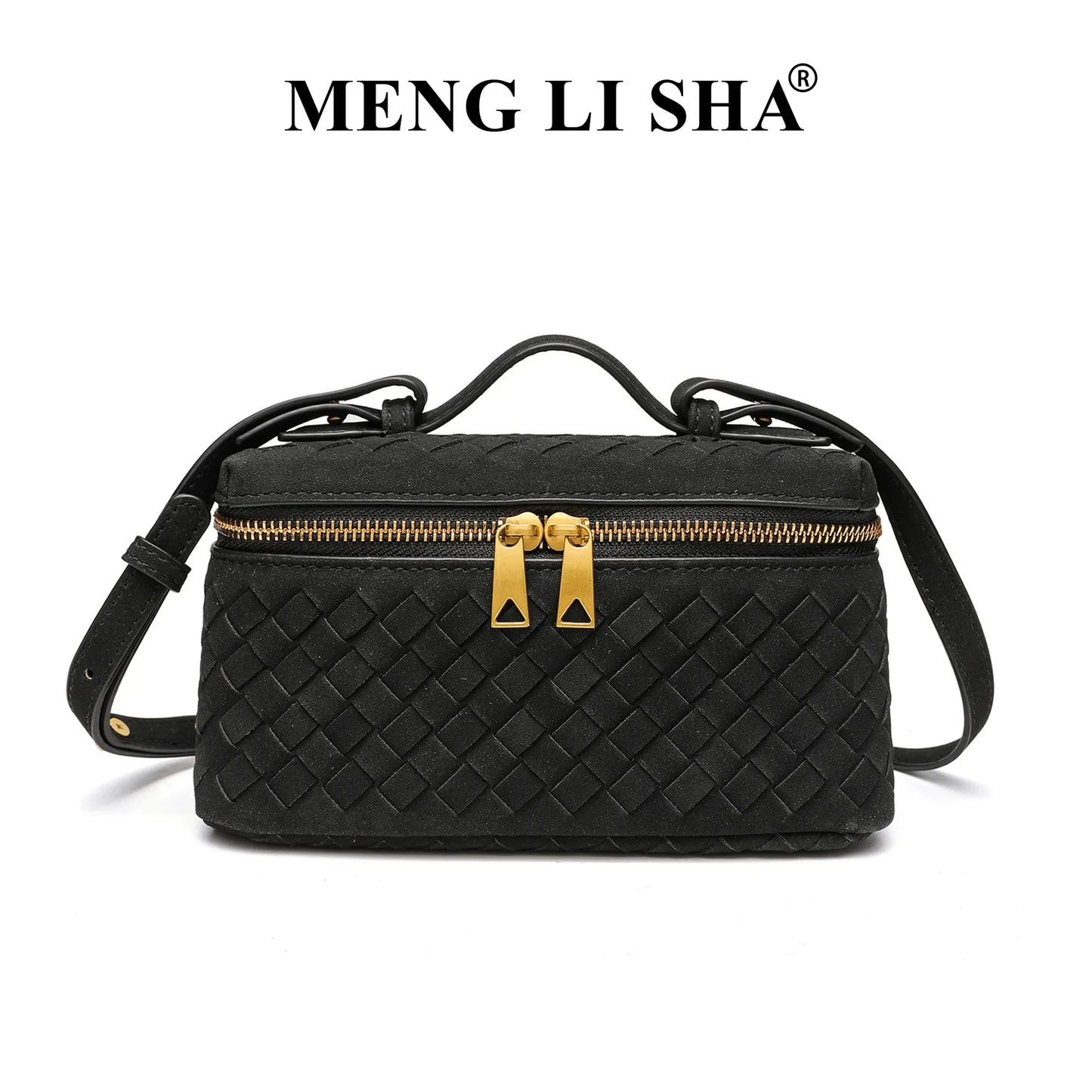Cross-border Autumn Winter New Vintage Frosted PU Hand-woven Lunch Box Bag Fashionable Shoulder Crossbody Zipper Portable