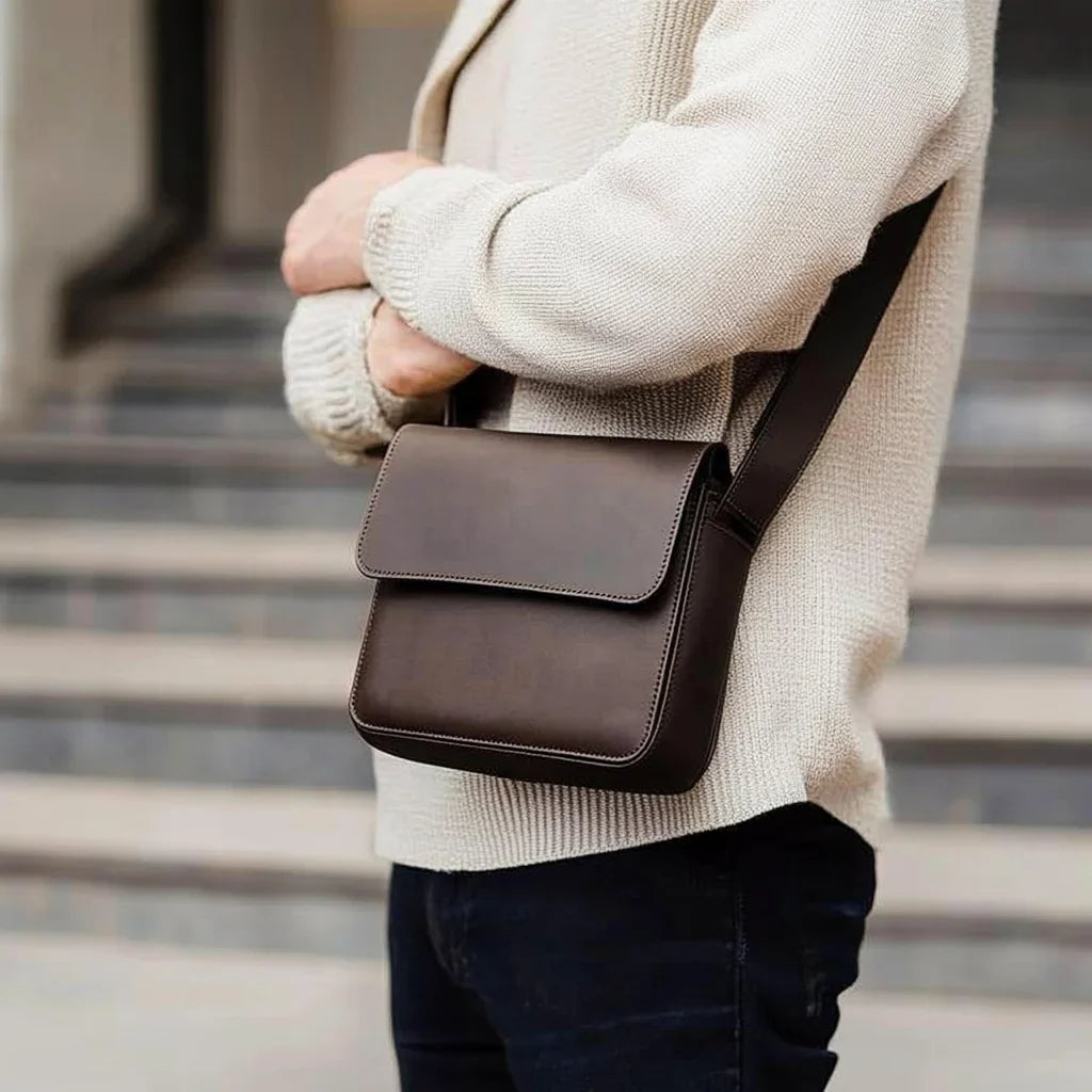 Hot Sale Top Grain Leather Men's Sing Bag High End Leather Shoulder Bag Multi-functional Cross Body Bag