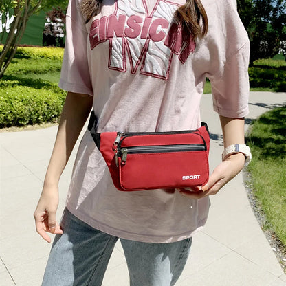 Unisex Breathable Water-Resistant Crossbody Shoulder Waist Bag Zipper Closure Sport Letters Design for Outdoor Sports Daily Use