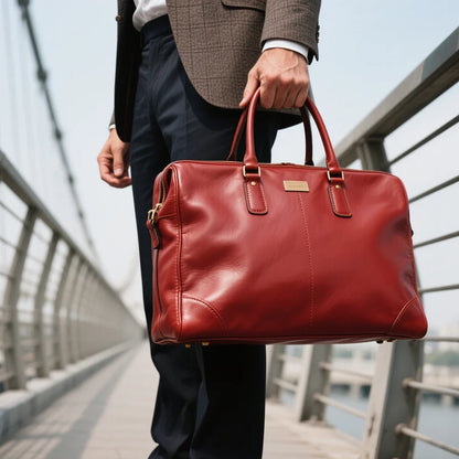 Stylish Olive Green Genuine Leather Men's Handbag Spacious Office Bag Leather Work Satchel Bag for Business