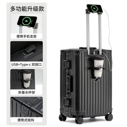 Unisex ABS Spinner Luggage Case 24 Inch Strong Durable 28 Trolley Suitcase 20 Boarding Code with USB Interface Waterproof