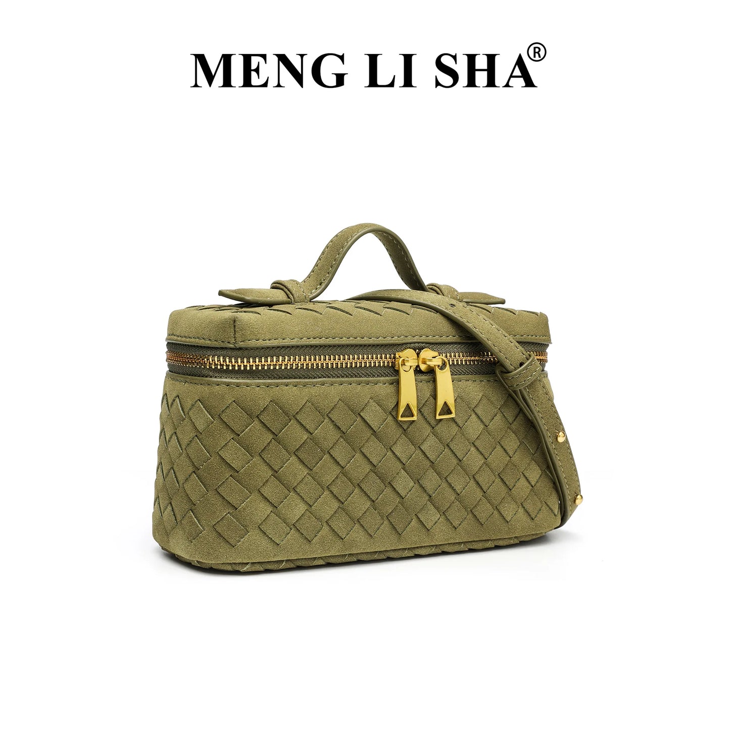 Cross-border Autumn Winter New Vintage Frosted PU Hand-woven Lunch Box Bag Fashionable Shoulder Crossbody Zipper Portable