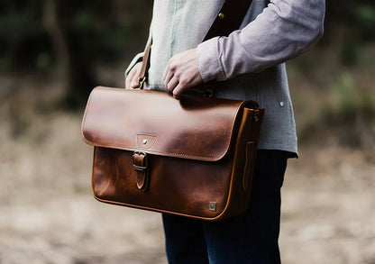 Men's Brown Real Leather Bag Genuine Leather Messenger Bag for Men