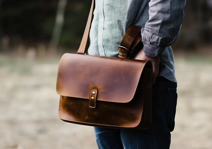 Men's Brown Real Leather Bag Genuine Leather Messenger Bag for Men