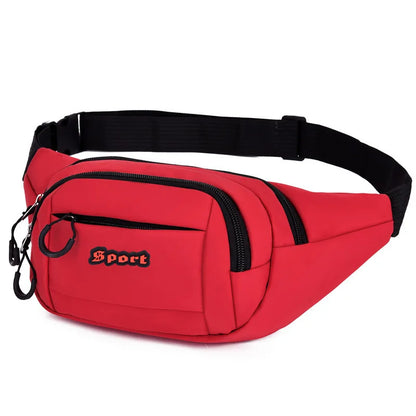 Unisex Breathable Water-Resistant Crossbody Shoulder Waist Bag Zipper Closure Sport Letters Design for Outdoor Sports Daily Use