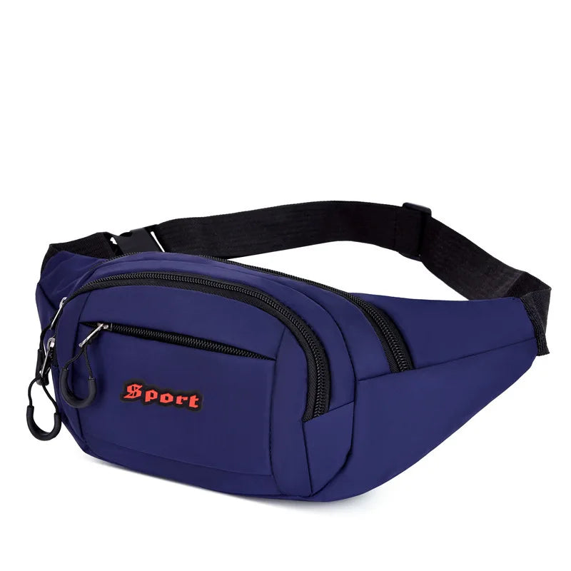 Unisex Breathable Water-Resistant Crossbody Shoulder Waist Bag Zipper Closure Sport Letters Design for Outdoor Sports Daily Use