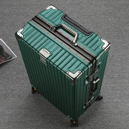 Unisex Student Spinner Suitcase Large Capacity Aluminum Frame Password Box Business Travel Luggage with Universal Wheels
