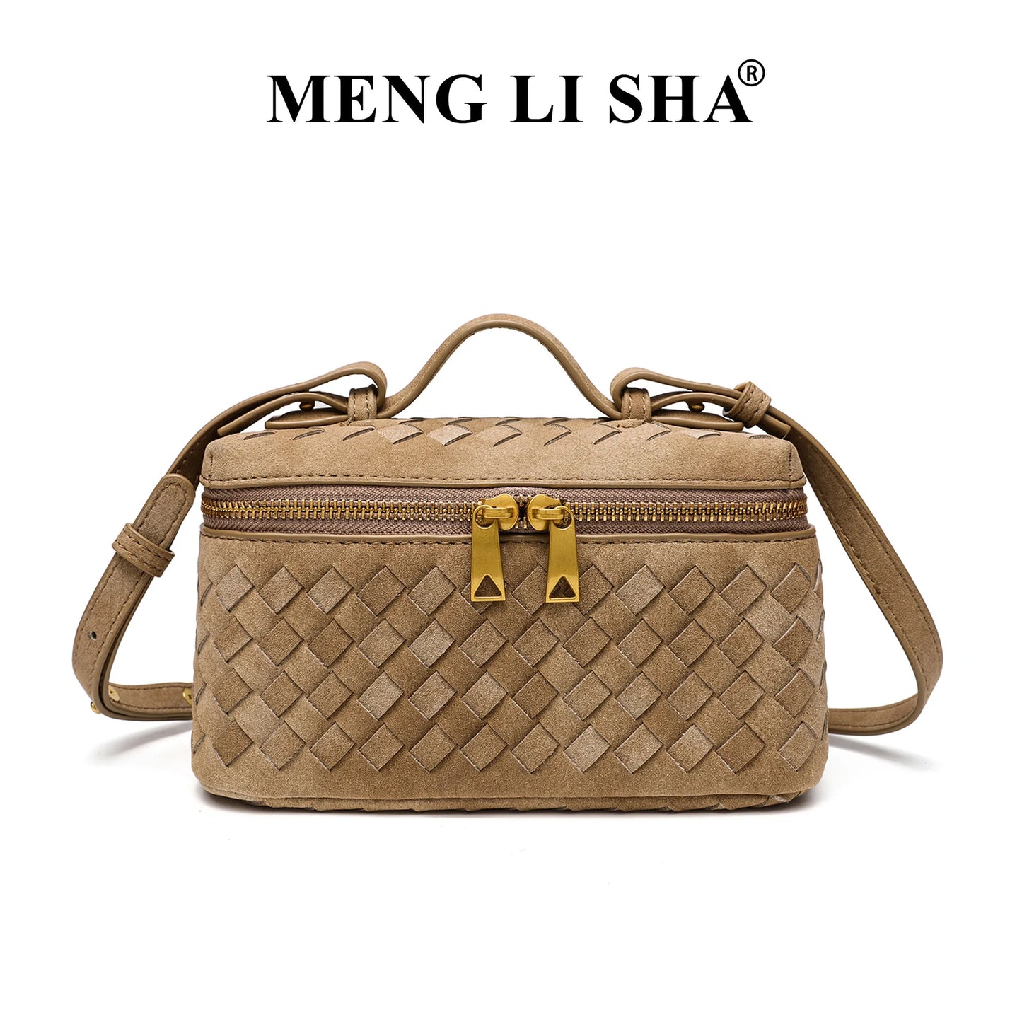 Cross-border Autumn Winter New Vintage Frosted PU Hand-woven Lunch Box Bag Fashionable Shoulder Crossbody Zipper Portable