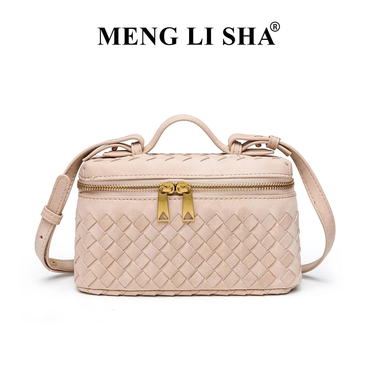 Cross-border Autumn Winter New Vintage Frosted PU Hand-woven Lunch Box Bag Fashionable Shoulder Crossbody Zipper Portable