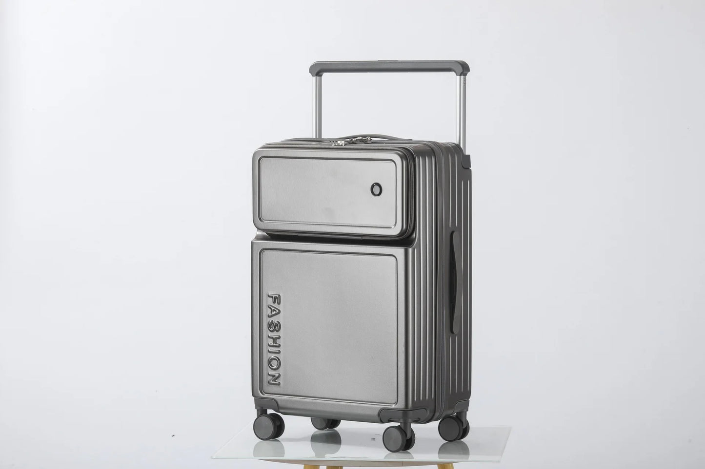 2025 New Large-Capacity Front-Opening Aluminum-Frame Spinner Suitcase ABS+PC Zipper Carry-On Luggage with Lock 20-28 Inch