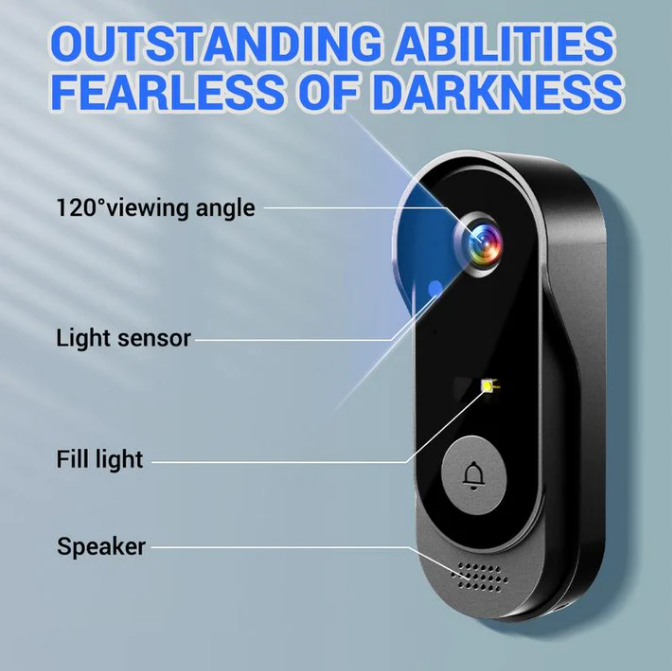 Wireless Doorbell Camera – 1080P, 170° Angle, 4.3-inch Screen, IPX65 Waterproof & Night Vision ✨
