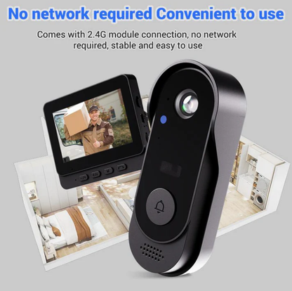 Wireless Doorbell Camera – 1080P, 170° Angle, 4.3-inch Screen, IPX65 Waterproof & Night Vision ✨