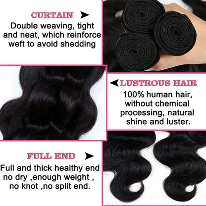 (B1) Body Wave 3 Bundles Virgin Hair Extensions For women 28 30 Inch
