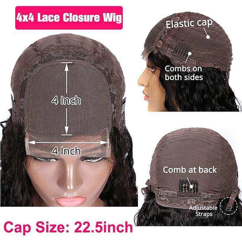 Curly Wig 4x4 HD Transparent Lace Wigs for Women