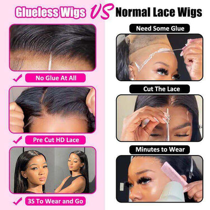 Glueless 6X4 HD Pre Plucked Lace Bleach Knots 20inch Straight Wig With Baby Hair