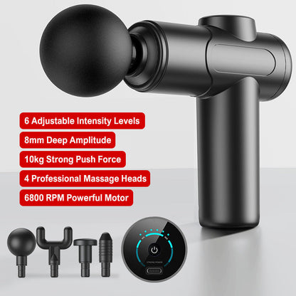 Portable Deep Tissue Massager with 6 Speeds & 4 Heads