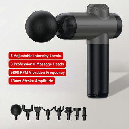 Portable Deep Tissue Massager with 6 Speeds & 4 Heads