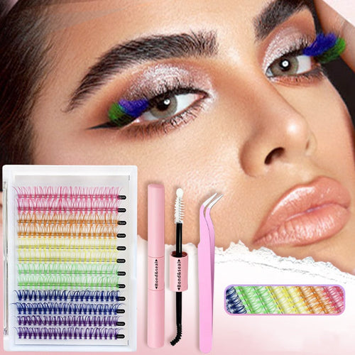240 PCS Colored Lash Cluster with Glue & Tweezers