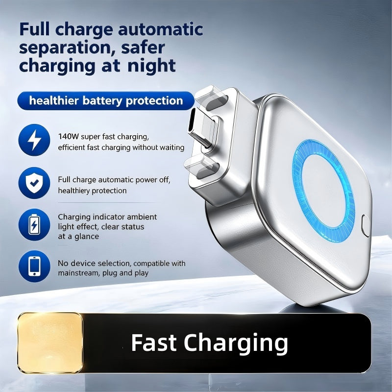 ⚡140W Super Fast Charger with AI Auto Shutdown – USB-C PD3.1 – Intelligent Battery Protection – Universal for iPhone, MacBook & Tablets